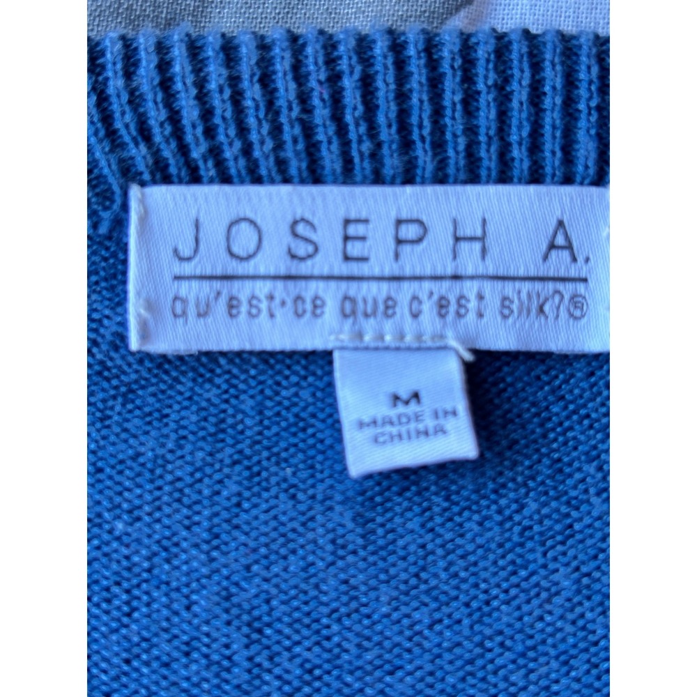Joseph A Women M Blue V-Neck Button Front Ribbed Waist Pointelle Cardigan - Picture 4 of 11